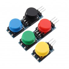 15Pcs 12x12mm Key Switch Module Touch Tact Switch Push Button Non  locking With Cap Red Black Yellow Green Blue