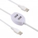 2.4A USB Male to USB-C / Type-C Male Interface Fast Charge Data Cable with 2 USB Female Interface, Length: 1.2m (White)