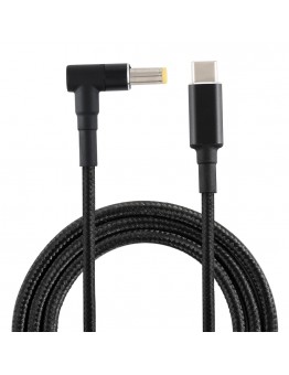 PD 100W 5.5 x 1.7mm Male Elbow to USB-C / Type-C Male Nylon Weave Power Charge Cable, Cable Length: 1.7m