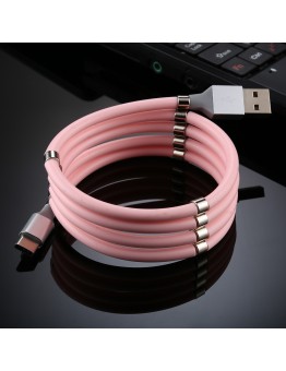 USB to USB-C / Type-C Luminous Magnetic Attraction Data Cable, Length: 1m (Pink)