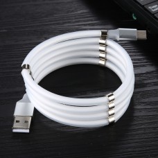 USB to USB-C / Type-C Luminous Magnetic Attraction Data Cable, Length: 1m (White)