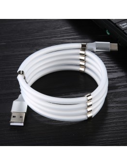 USB to USB-C / Type-C Luminous Magnetic Attraction Data Cable, Length: 1m (White)