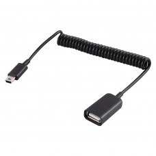 Mini 5 Pin Male to USB Female Laptop Spring Charging Cable