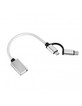 2 in 1 Type-c to Micro Usb Type-c OTG Connector Cable